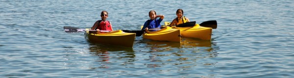 kayak boat in the lake at camp