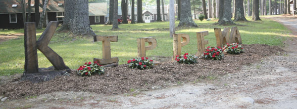 kippewa letters entrance to camp in Maine
