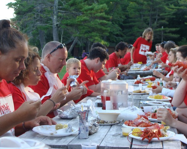 lobster night at family camp at camp kippewa