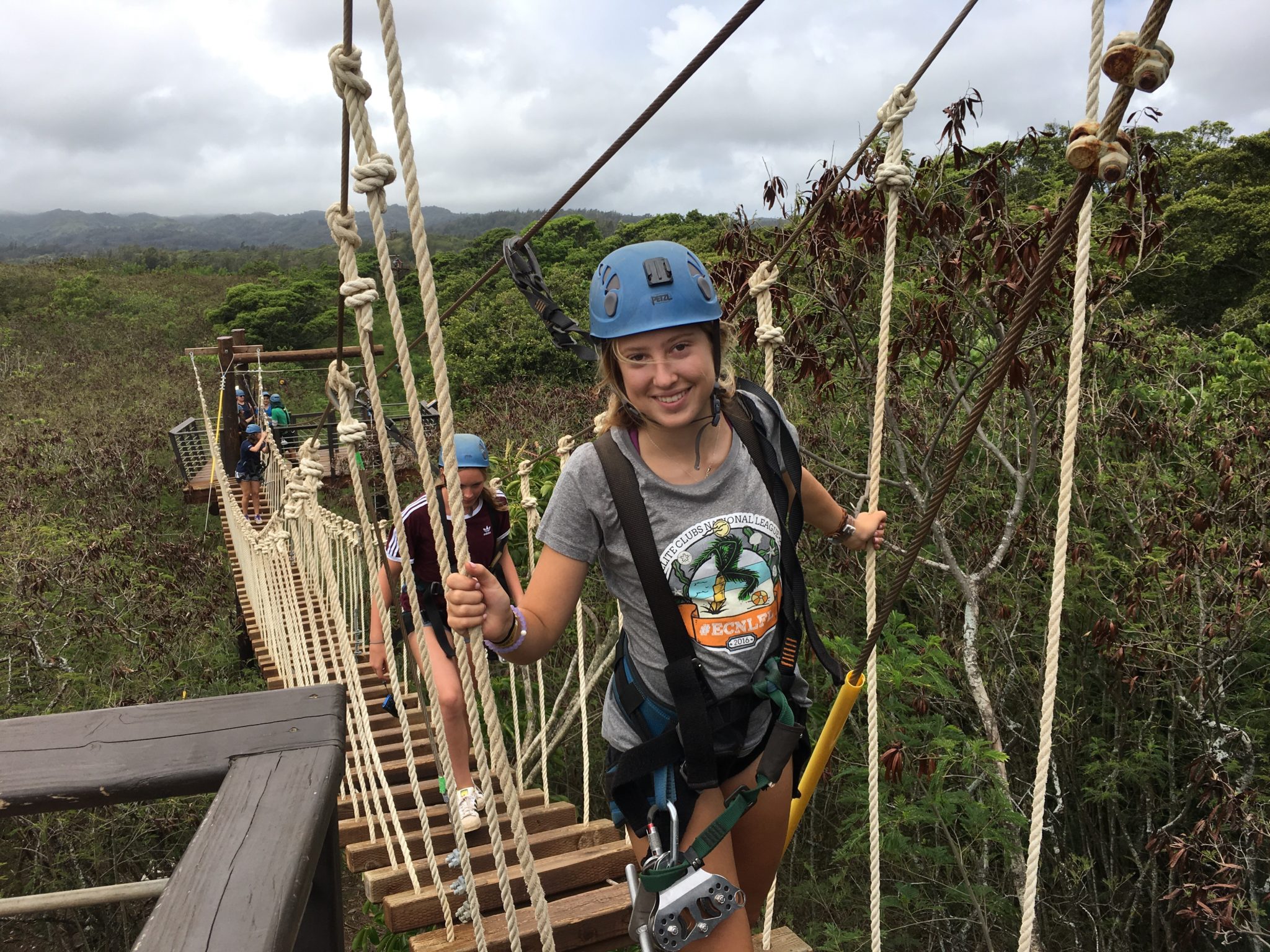 climbing a rope bridge and being brave at kippewa