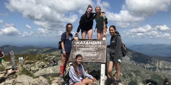 Kippewa campers hiking Mt Katahdin in Maine